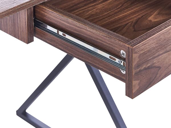 Hjemmekontor Skrivebord Mørkt Træ med Sort Konstrueret Træ 120 x 54 cm Stålramme med Opbevaringsskuffe
