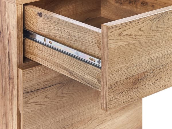 Hjemmekontor Skrivebord lyst træ med hvid MDF 120 x 60 cm Stålramme med Opbevaringsskuffehylde