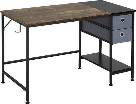 Träskrivbord - Laptop Desk - Computer Desk - Desk With Storage Space - Desk With Storage Space - Design Desk - Desk Wood - 60x120x75 CM - Industrial W