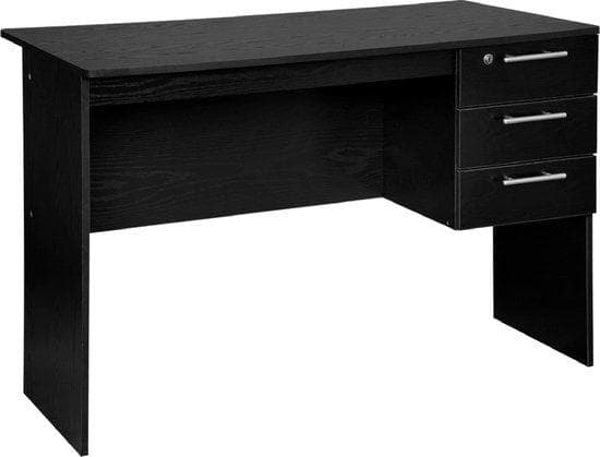 Desk - Laptop Desk - Computer Desk - Desk With Drawers - Desk Drawer with Lock - Wood Desk - 120x59x75cm - Svart