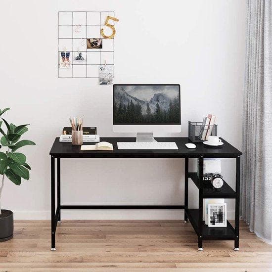 Träskrivbord - Laptop Desk - Computer Desk - Desk With Storage Space - Design Desk - Wood - 120x60x74-78 cm - Industrial Wood - Svart