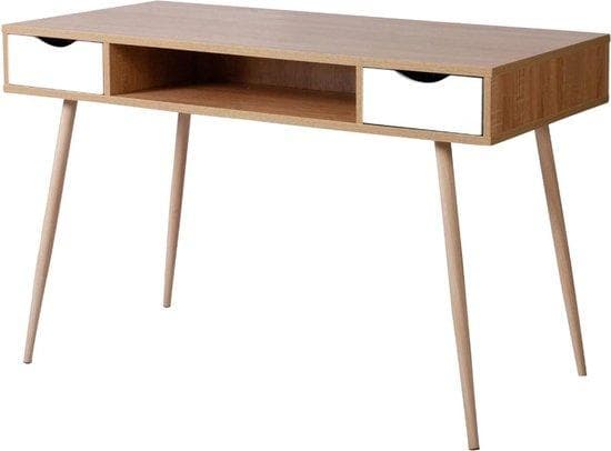 Träskrivbord - Laptop Desk - Computer Desk - Desk With Storage Space - Desk With Drawers - Design Desk - Desk Wood - 120x58x77cm - Beech