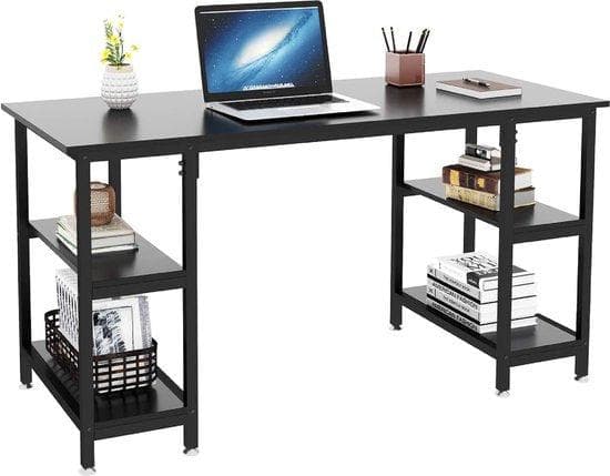 Industrial Desk - Laptop Desk - Computer Desk - Desk With Storage Space - Design Desk - Wood - 120x48x76cm - Industrial Wood - Svart