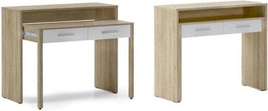 Utdragbar skrivbord - Laptop Desk - Desk Wood - Desk Modern - Desk With Storage Space - Desk With Extending Drawer - Design Desk - Wood - 99 x 87 x 36