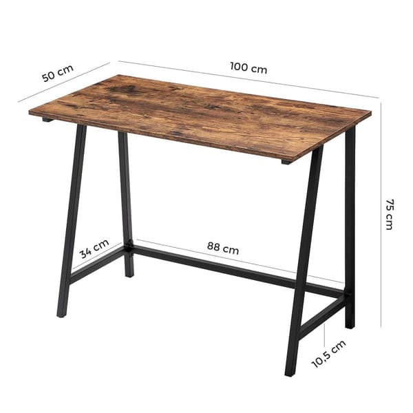 Skrivbord - industri - skrivbordsbord - 100x50x75 cm - brunsvart