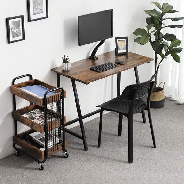 Skrivbord - industri - skrivbordsbord - 100x50x75 cm - brunsvart