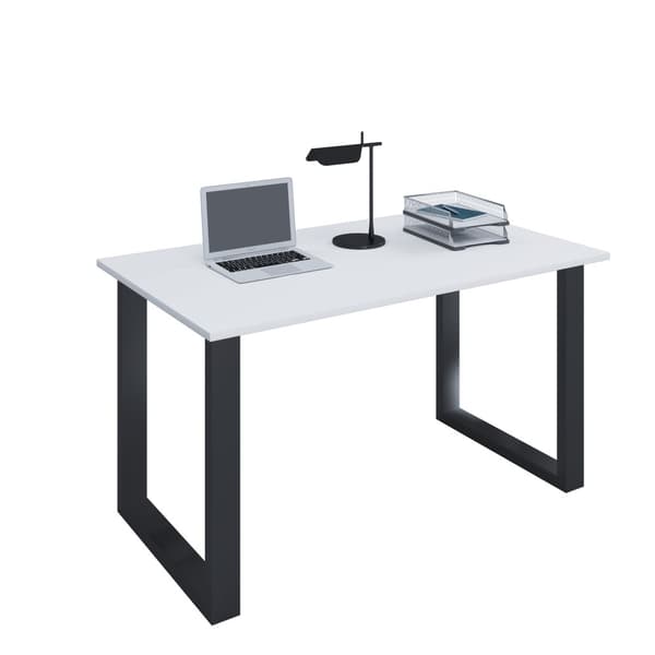 Lona skrivebord 140x50 cm U-ben hvit, svart.