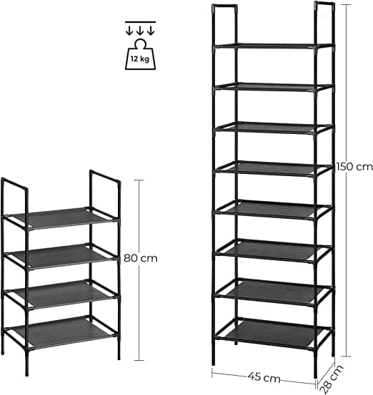 Skoholder med 4 hylder - sæt med 2 - skoholder - metalramme