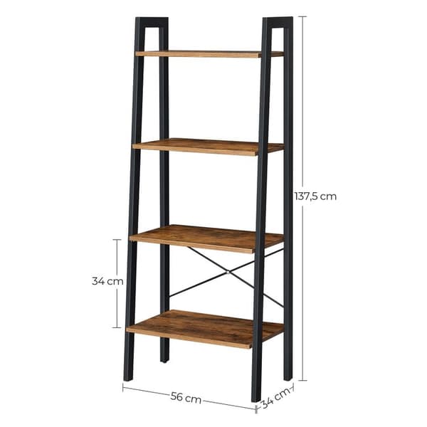 Reol - Stigeplanke - 4-lags - metal - stabil - industrielt design
