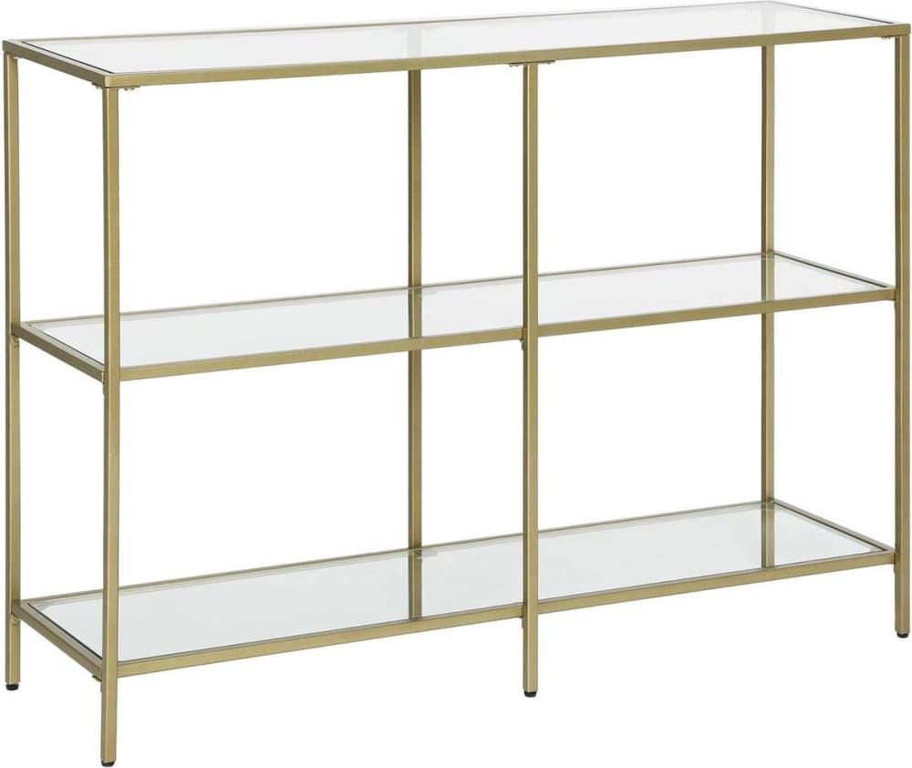 Sidobord med 3 hyllor - väggbord - glasbord - metallram - härdat glas