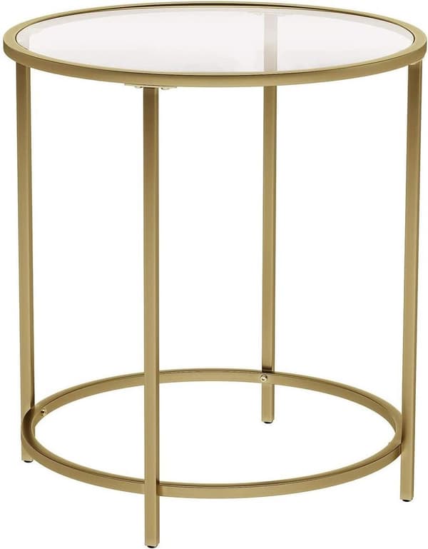 Sidebord rundt - glasbord - lille sofabord - metalramme - hærdet glas