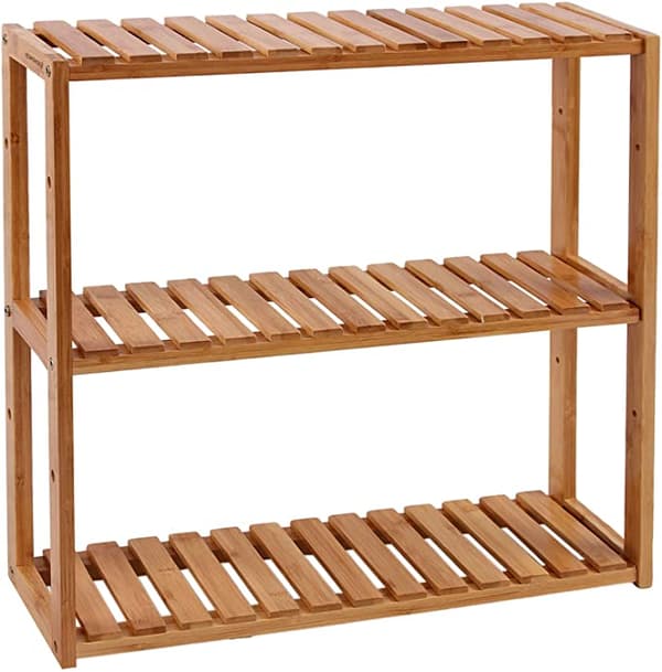 Bambu badrumsställ - Stående eller hängande - Köksstativ - 60 x 15 x 54 cm - Vit