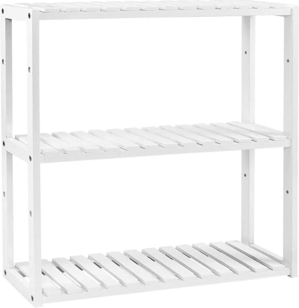 Bambu badrumsställ - Stående eller hängande - Köksstativ - 60 x 15 x 54 cm - Vit