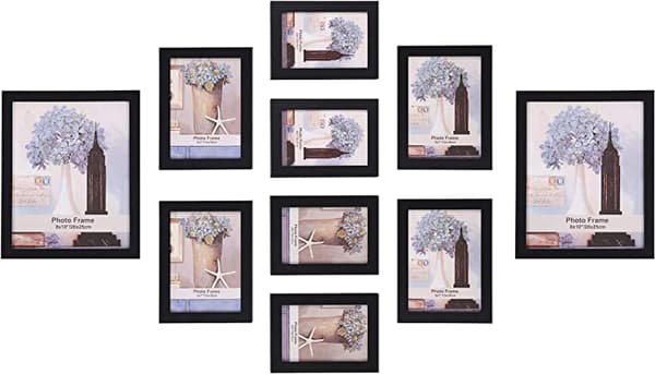 Valokuvakehykset 10 valokuvakehyksen sarja - 2 kpl 20 x 25 cm - 4 kpl 13 x 18 cm - 4 kpl 10 x 15 cm