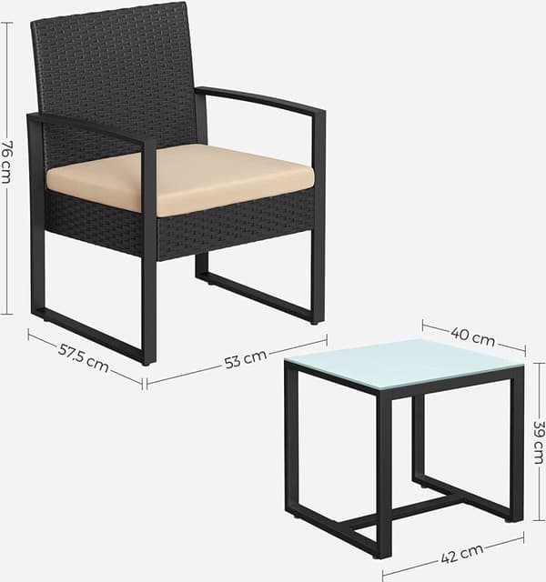 Garden Set - Lounge Set - Garden Furniture - Stole med bord - Terrasse - Balkon - Moderne - Grå