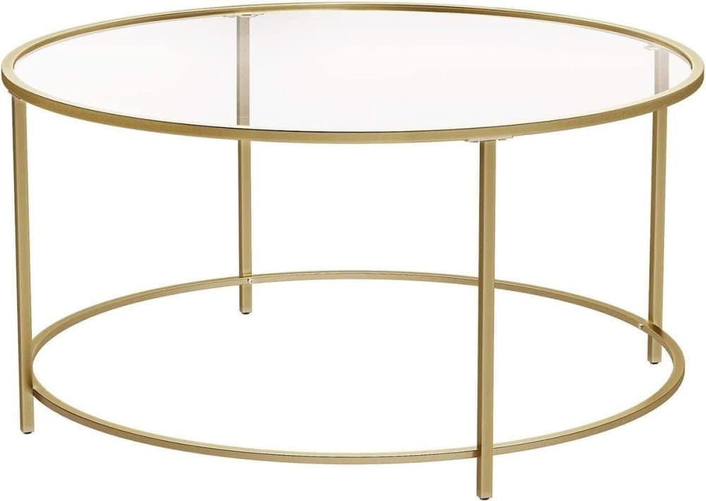 Soffbord rund - glasbord - stålram - härdat glas
