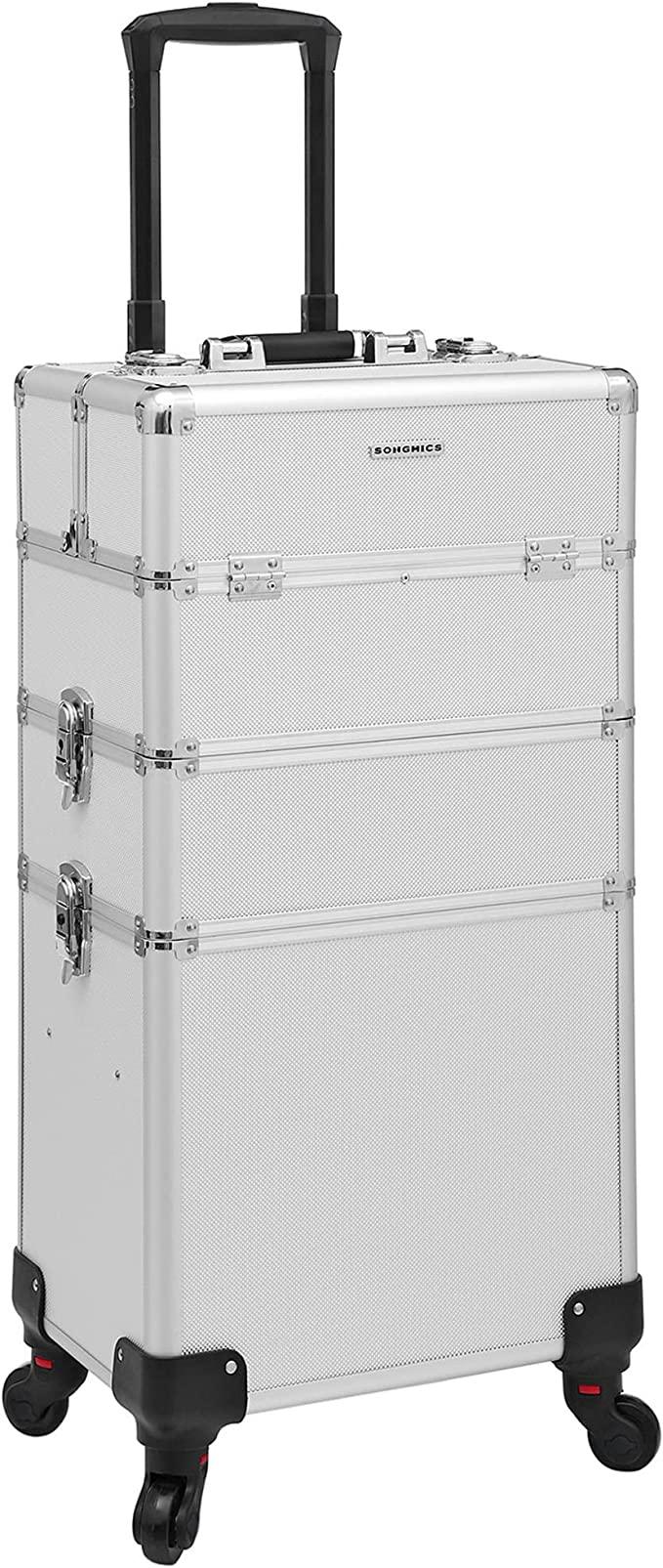 Beautycase - Professional Make -Up Case - 3 -in -1 Makeup Case for Travel - Låsbar - Silver
