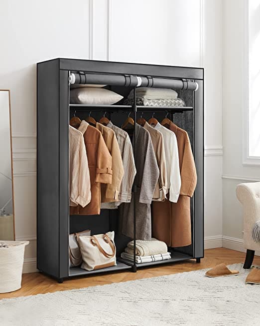 Garderob - tygskåp - 2 garderober - 6 hyllor - olika monteringsalternativ - 88 x 45 x 168 cm