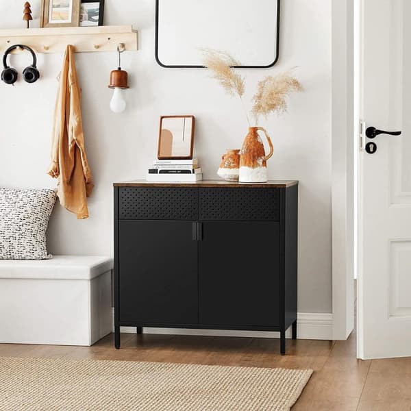 Industrial Archive Cabinet - Vintage Wood Blade - Office Cabinet - 80 x 40 x 76 cm - Svart