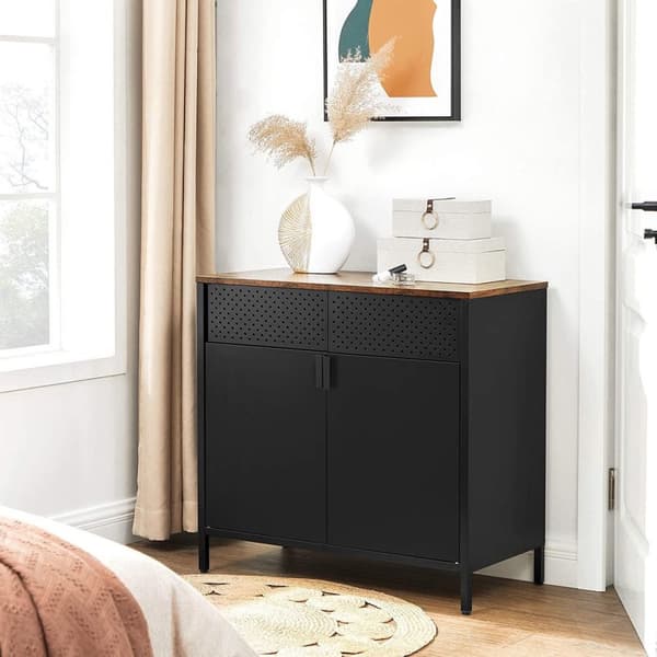 Industrial Archive Cabinet - Vintage Wood Blade - Office Cabinet - 80 x 40 x 76 cm - Svart