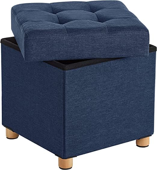 Seat Box -, Pouf - fotpall med förvaringsutrymme - lock med träben