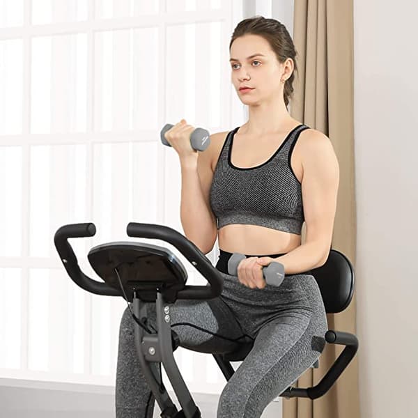 Motionscykel - Home fitness cykel - Foldning med ryglæn - Put sensor - 8 Magnetiske modstandsniveauer