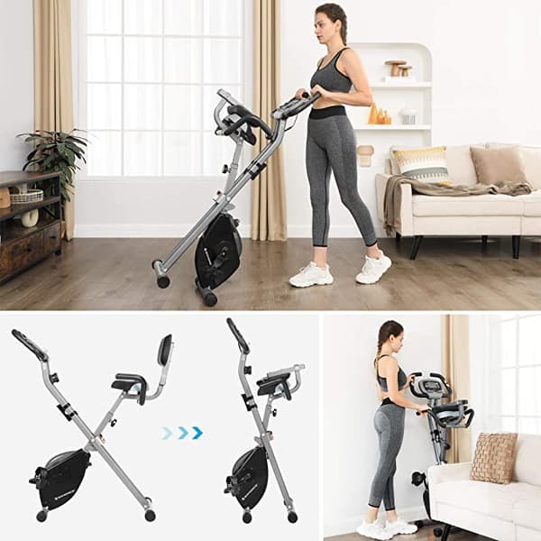Motionscykel - Home fitness cykel - Foldning med ryglæn - Put sensor - 8 Magnetiske modstandsniveauer