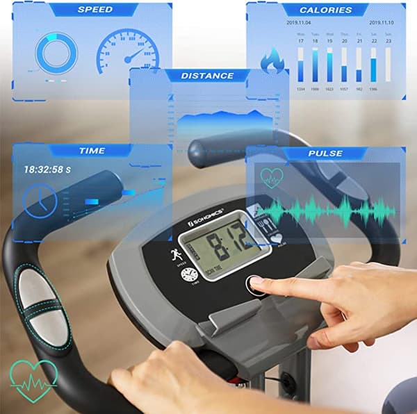 Motionscykel - Home fitness cykel - Foldning med ryglæn - Put sensor - 8 Magnetiske modstandsniveauer