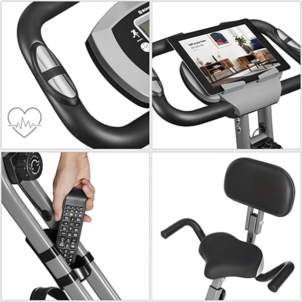 Motionscykel - Home fitness cykel - Foldning med ryglæn - Put sensor - 8 Magnetiske modstandsniveauer
