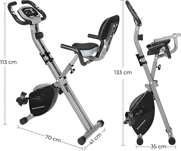 Motionscykel - Home fitness cykel - Foldning med ryglæn - Put sensor - 8 Magnetiske modstandsniveauer