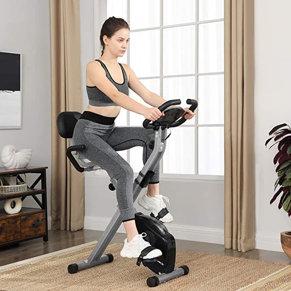 Motionscykel - Home fitness cykel - Foldning med ryglæn - Put sensor - 8 Magnetiske modstandsniveauer