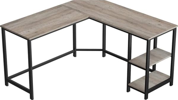 Industrial Corner Agency med lagringsutrymme - 2 hyllor - skrivbord - L -Shape