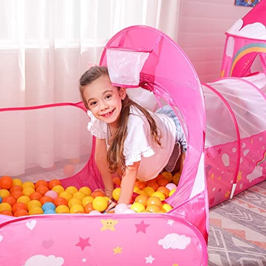 Spela tält - pop -up - med tunnel - 3 -in -1 - BasketBalkorf