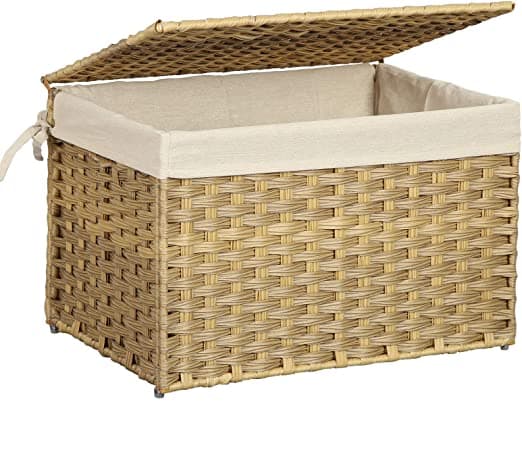 Tvättkorg - Polyrattan Storage Box - Dekorativ låda - med lock - 65 L