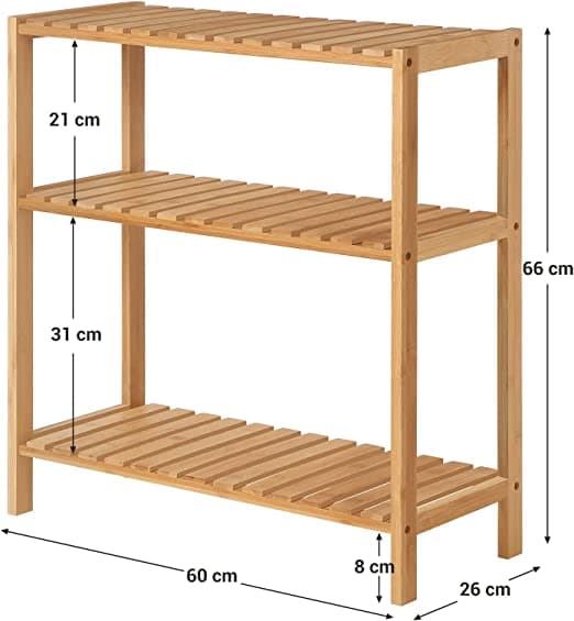 Kylpyhuoneen teline - keittiöteline - kenkäteline - bambu - 60 x 26 x 66 cm