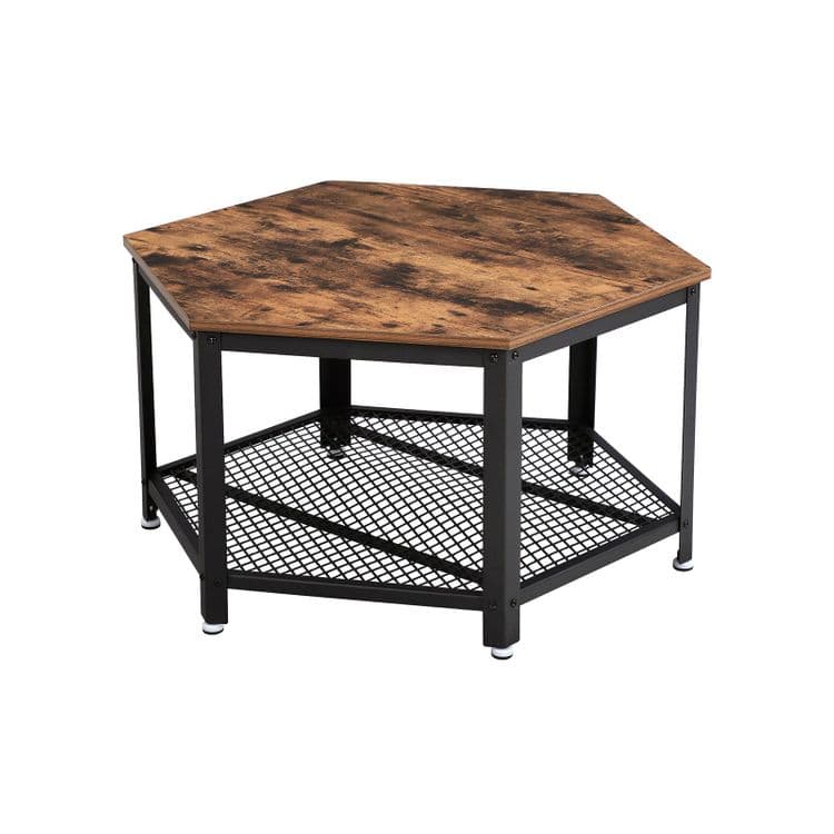 Vintage soffbord - med metallram och Gaasplank - hexagonal