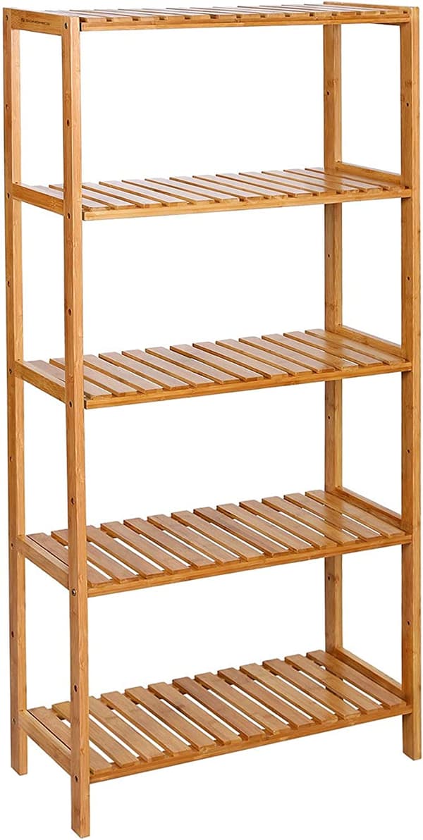 Keittiöteline - kylpyhuoneteline 5 tasolla - bambusta - 60 x 26 x 130 cm