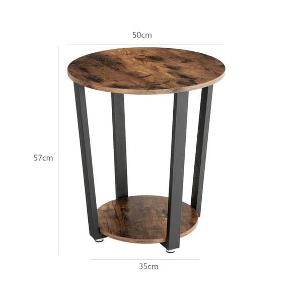 Rundt sidebord - industrielt design - sofabord - bænkbord - med jernramme