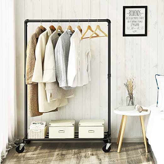 Vaateteline - Vaatekaappi vakio - 1 vaatekaide - naulakko - teollinen muotoilu