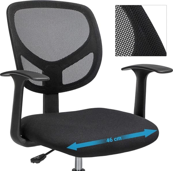 Kontorstol - Ergonomisk arbejdsskammel med armlæn - Justerbar - sort
