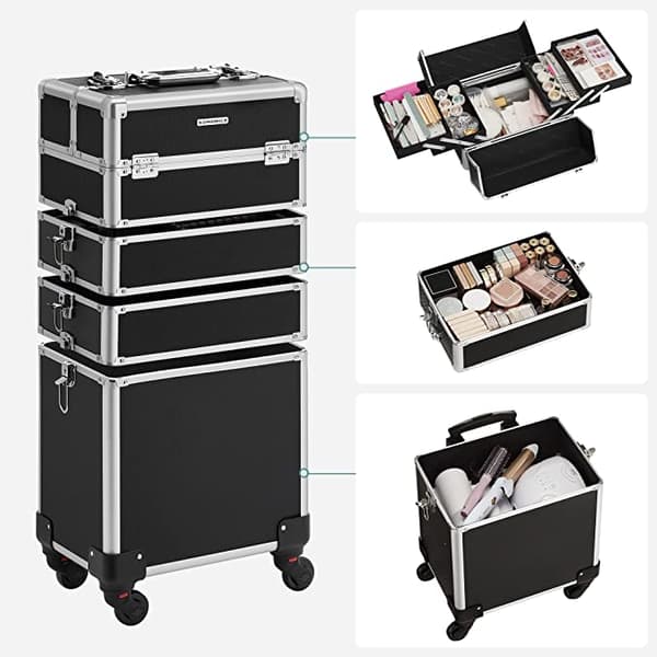 Kosmetiska Hoes för barnvagnar - Aluminium Makeup Covers - Skönhetsfodral - Svart
