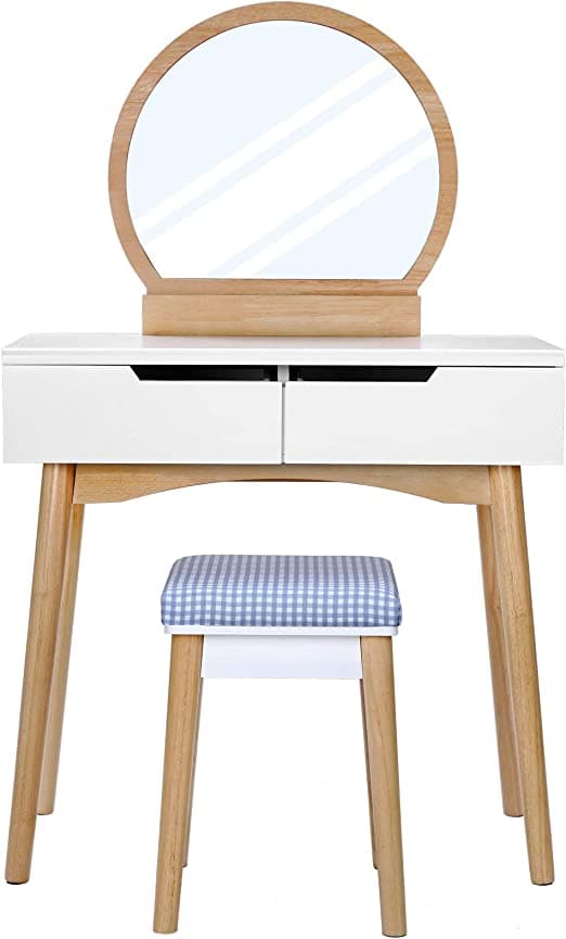 Make -Up Table - With Mirror - Modern toalettbord - med fodrad avföring - 2 stora lådor med skenor