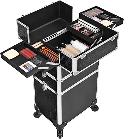 Skønhedstaske - Indkøbskurv Kosmetiske Hoes - Aluminium Makeup Taske - Beauty Case - Sort