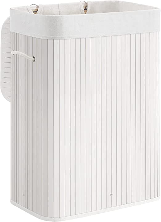Wasmand - Bamboe - Opvouwbare wasbak - met Deksel - Uitneembare katoenen waszak - 72 L