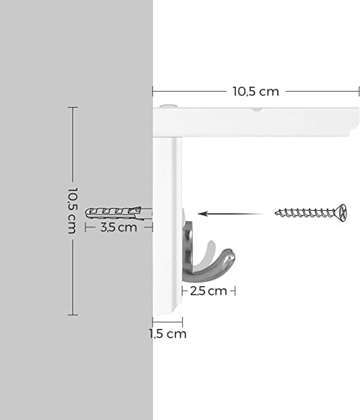 Vægknagerække - hall knagerække - 4 dobbelte kroge - med bræt