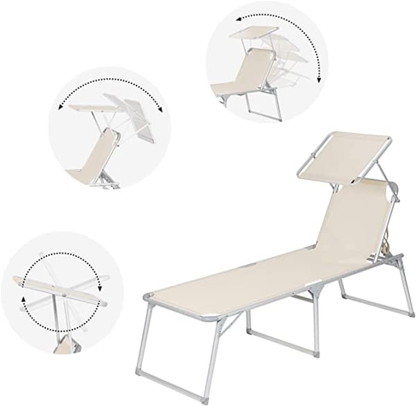 Solstenge - Lounger - Havestol - Ekstra stor - Justerbar ryglæn - Foldning