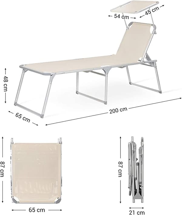 Solstenge - Lounger - Havestol - Ekstra stor - Justerbar ryglæn - Foldning