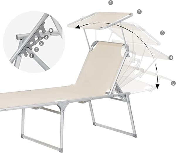 Solstenge - Lounger - Havestol - Ekstra stor - Justerbar ryglæn - Foldning