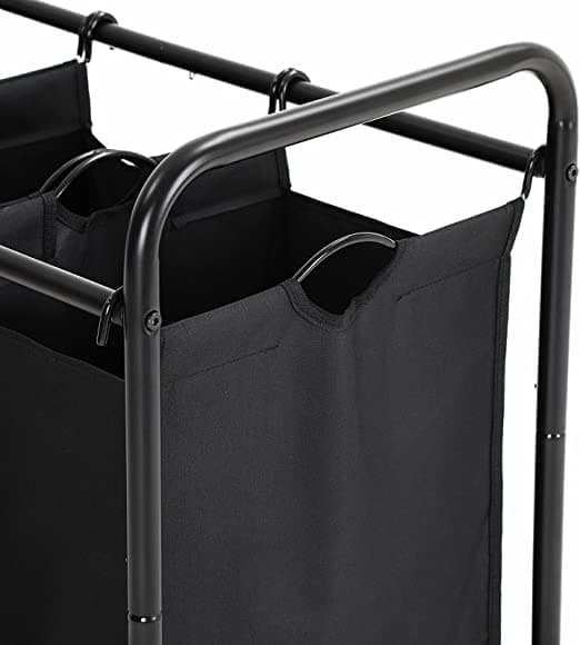 Vaskeri kurv - Stofopsamler - med 3 aftagelige stoffer poser - Washbasin på hjul - 3 x 44 liter