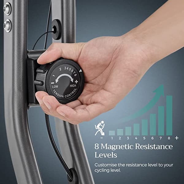 Träningscykel - Fitness Bike - Foldbar Fitness Bike - 8 Magnetiska motståndsinställningar - med golvmatta - Hjärtfrekvensmonitor